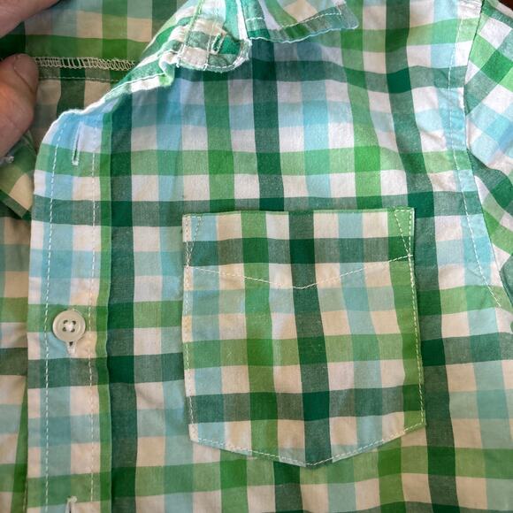 Crazy 8 Boys Medium 7/8 Green Plaid Button Down Shirt Collared Preppy - Picture 3 of 5